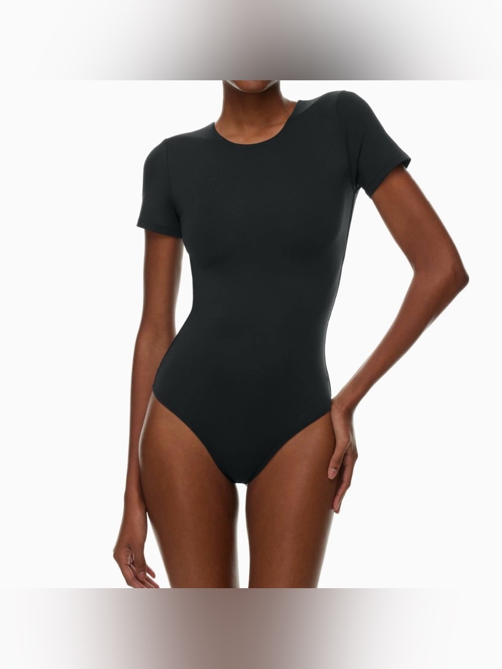 Aritzia Babaton Contour Black Short-Sleeve Crew Neck Fitted Bodysuit - Size S
